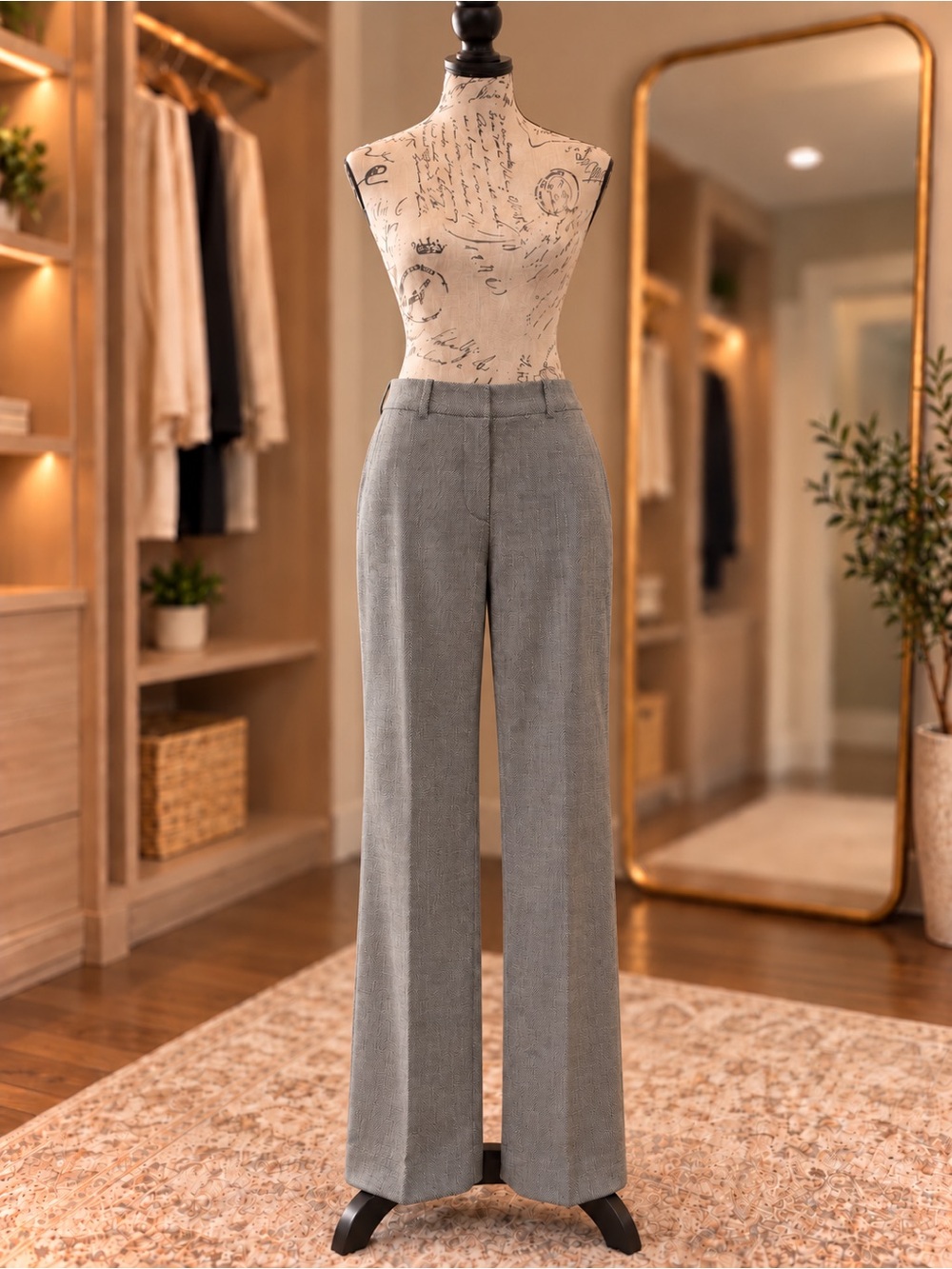 Banana Republic Martin Fit Gray Herringbone Stretch Dress Pants – 8 Petite